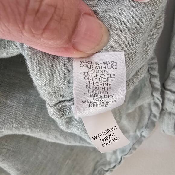 J. Jill Linen Turquoise Blue Three-Quarter Length V-Neck Blouse Size L Large - Picture 13 of 13